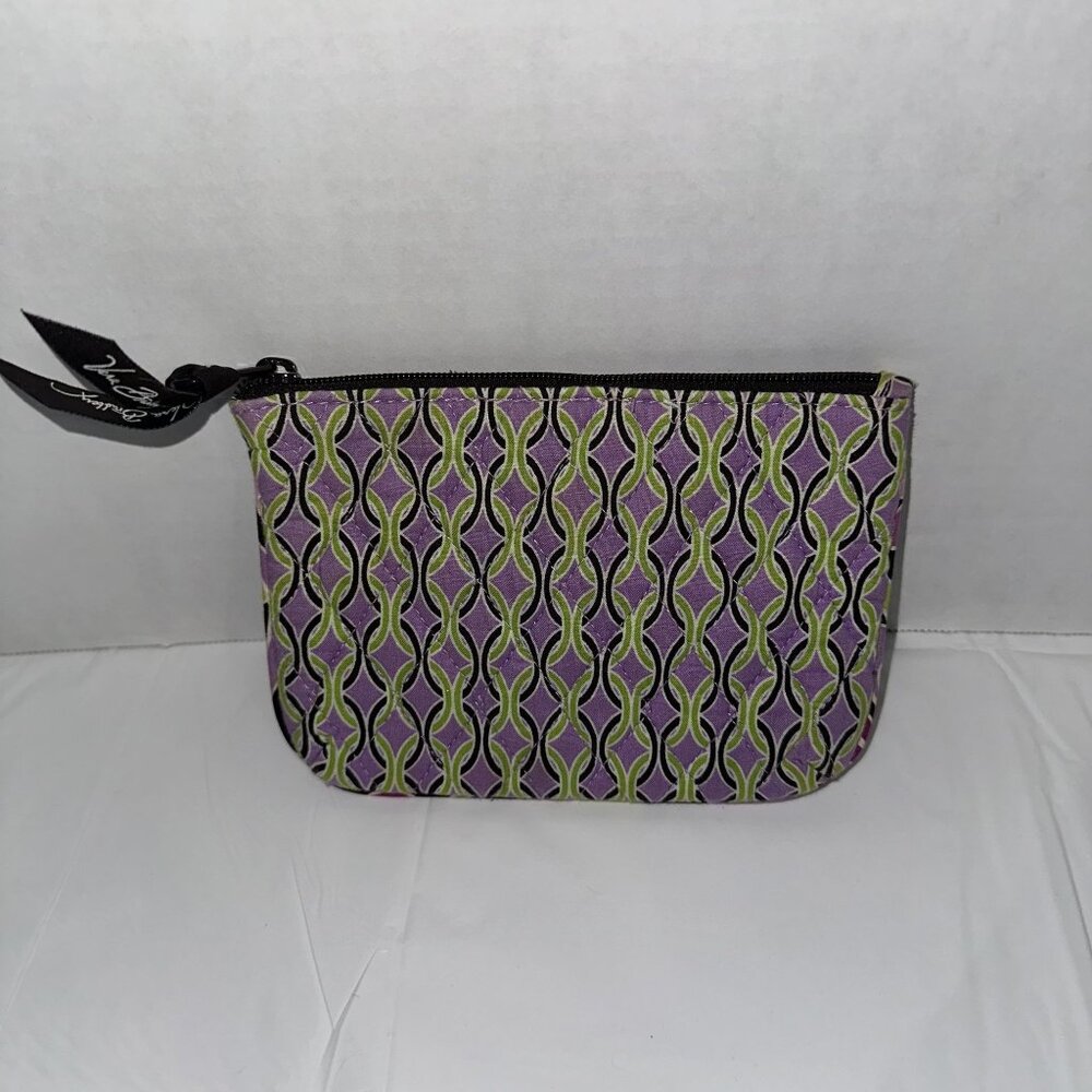 Vera Bradley Purple & Green Geometric Zippered Pouch With Silk-Like Interior